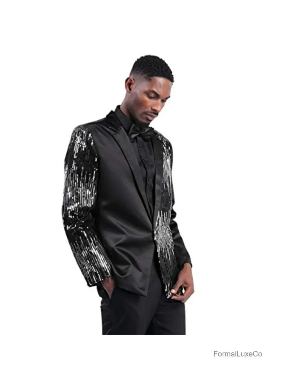 Men's Sequined Dinner Blazer with Notch Lapel - Formal Party Suit Jacket